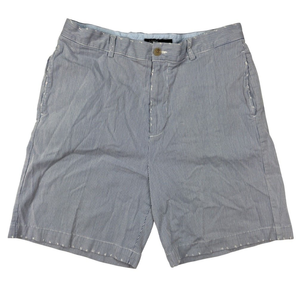 Vintage J Crew Shorts Mens 36 Striped Seersucker Cotton Preppy Summer‎ Casual